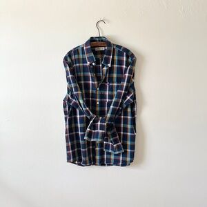 Hollister XL Seaside Sunset Blue Plaid Long Sleeve 100% Cotton Casual Shirt